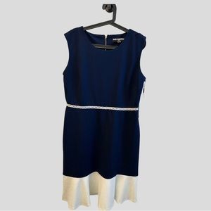 NWT Karl Lagerfeld Paris Navy & White Dress Size 14